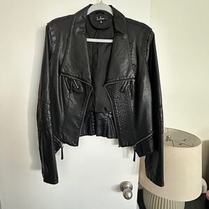 Lulu's Black Faux Leather Jacket